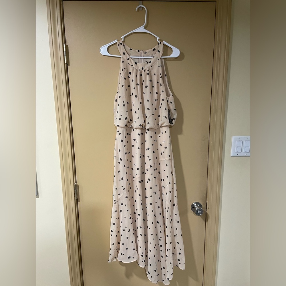 INC International Concepts Beige Polka Dot Maxi Dress